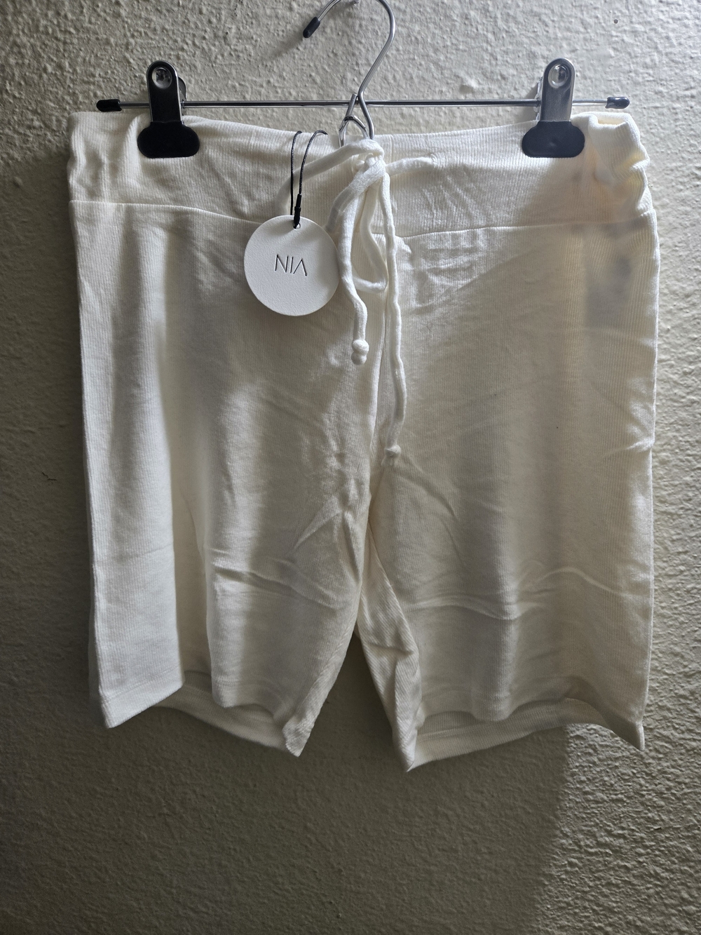 NIA Women's Cream Drawstring Knit Shorts